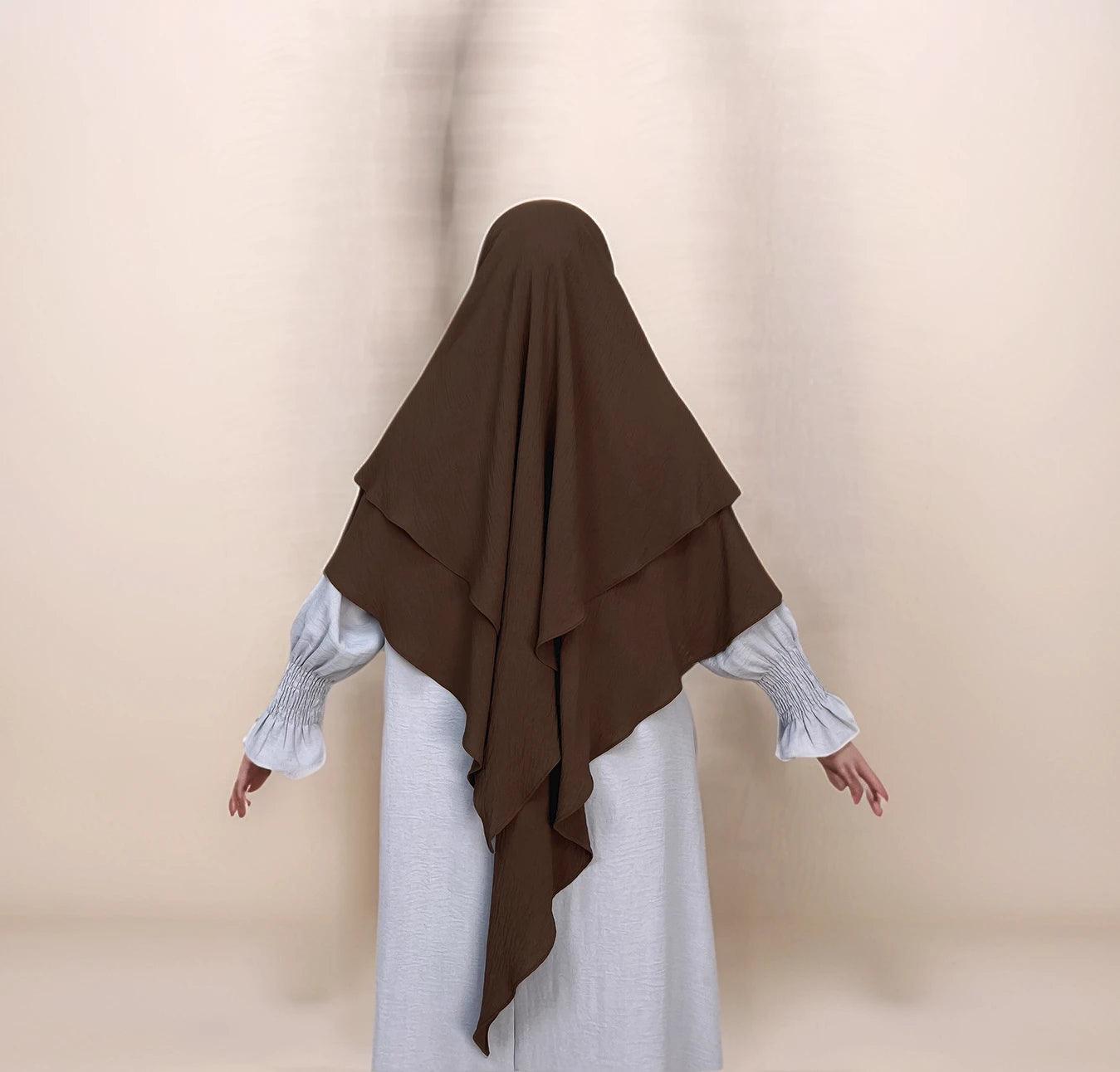 Ayesha Two-Layer Crepe Khimar | Multiple color options - Mahathelabel