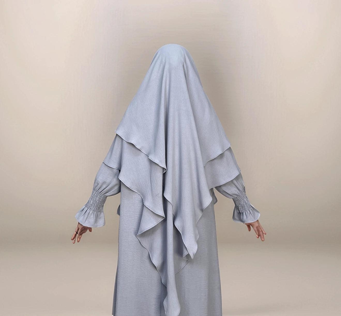 Ayesha Two-Layer Crepe Khimar | Multiple color options - Mahathelabel