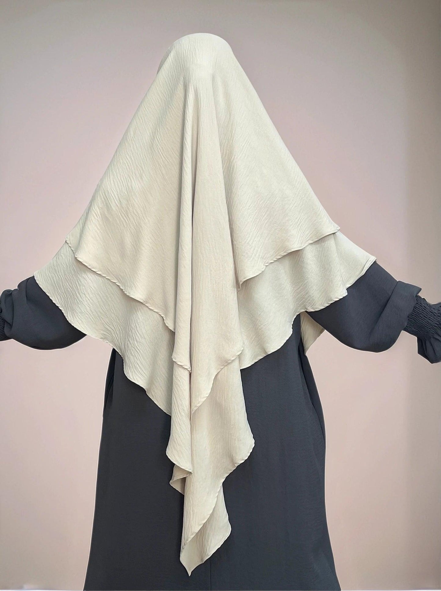 Ayesha Two-Layer Crepe Khimar | Multiple color options - Mahathelabel
