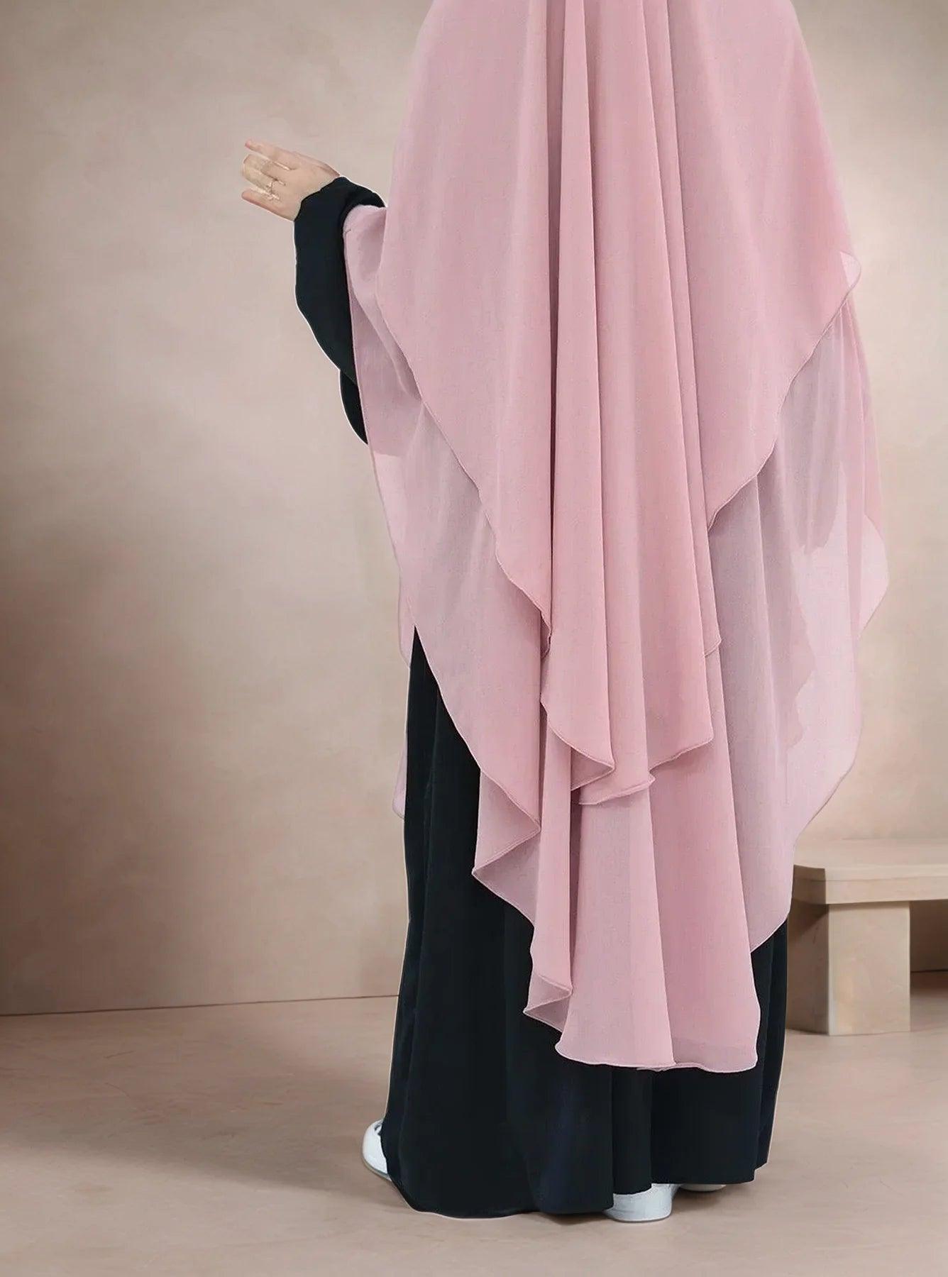 Double Layer Maxi Chiffon Khimar | Modest Lightweight Islamic Headscarf for Women | Multiple color options - Mahathelabel