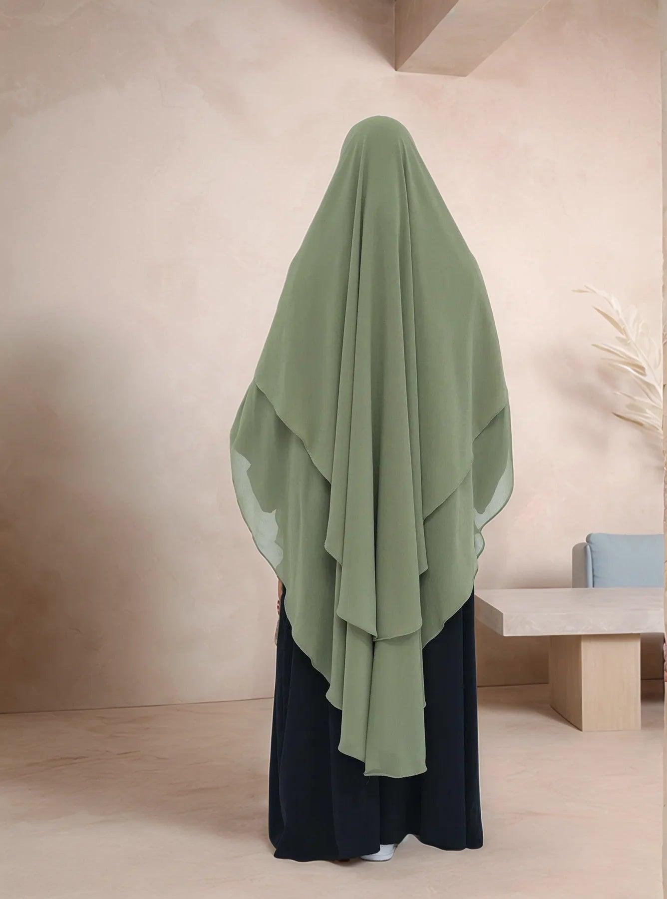 Double Layer Maxi Chiffon Khimar | Modest Lightweight Islamic Headscarf for Women | Multiple color options - Mahathelabel