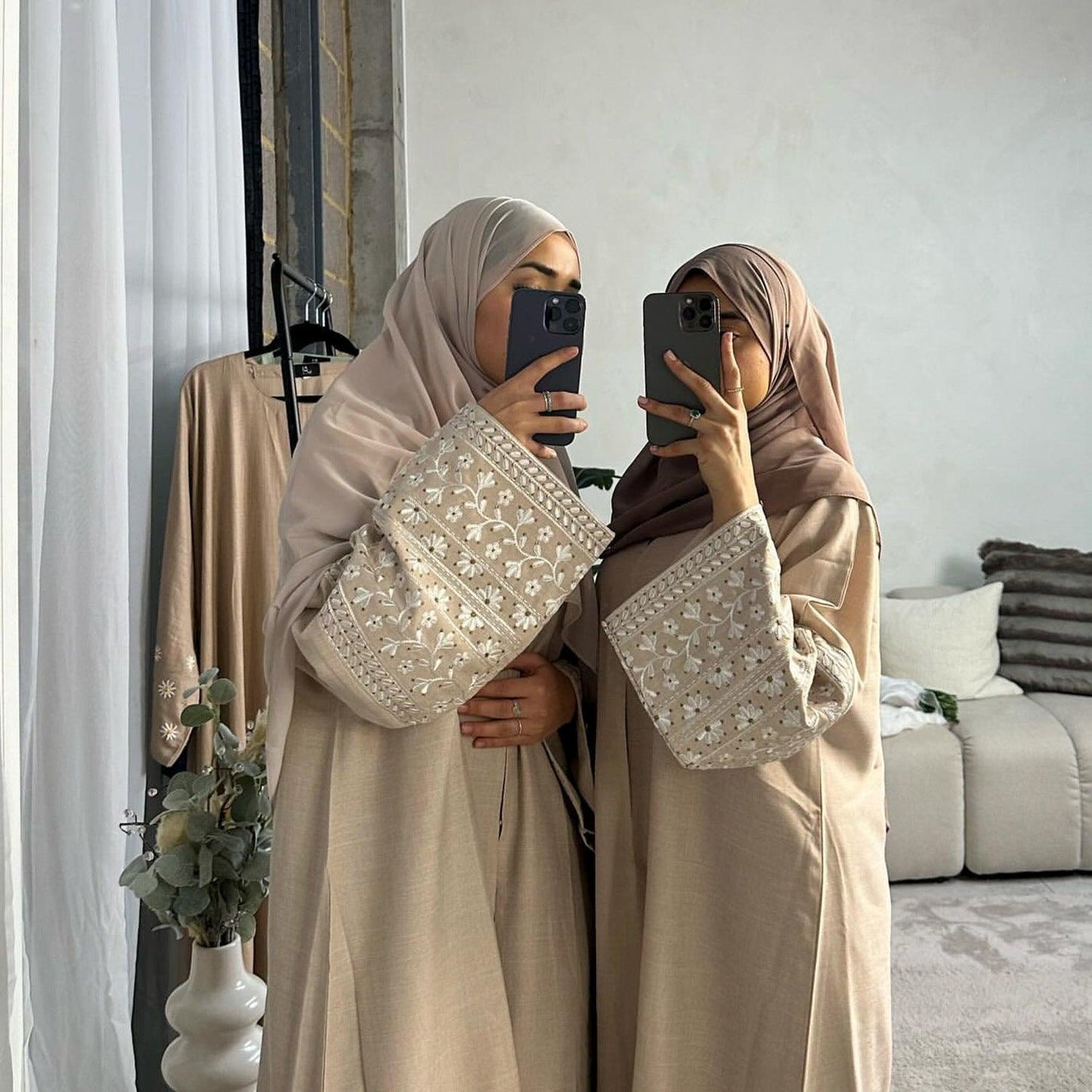 Elegant Embroidered Modest Abaya | Dubai & Turkish Style Open Cardigan Robe - Mahathelabel