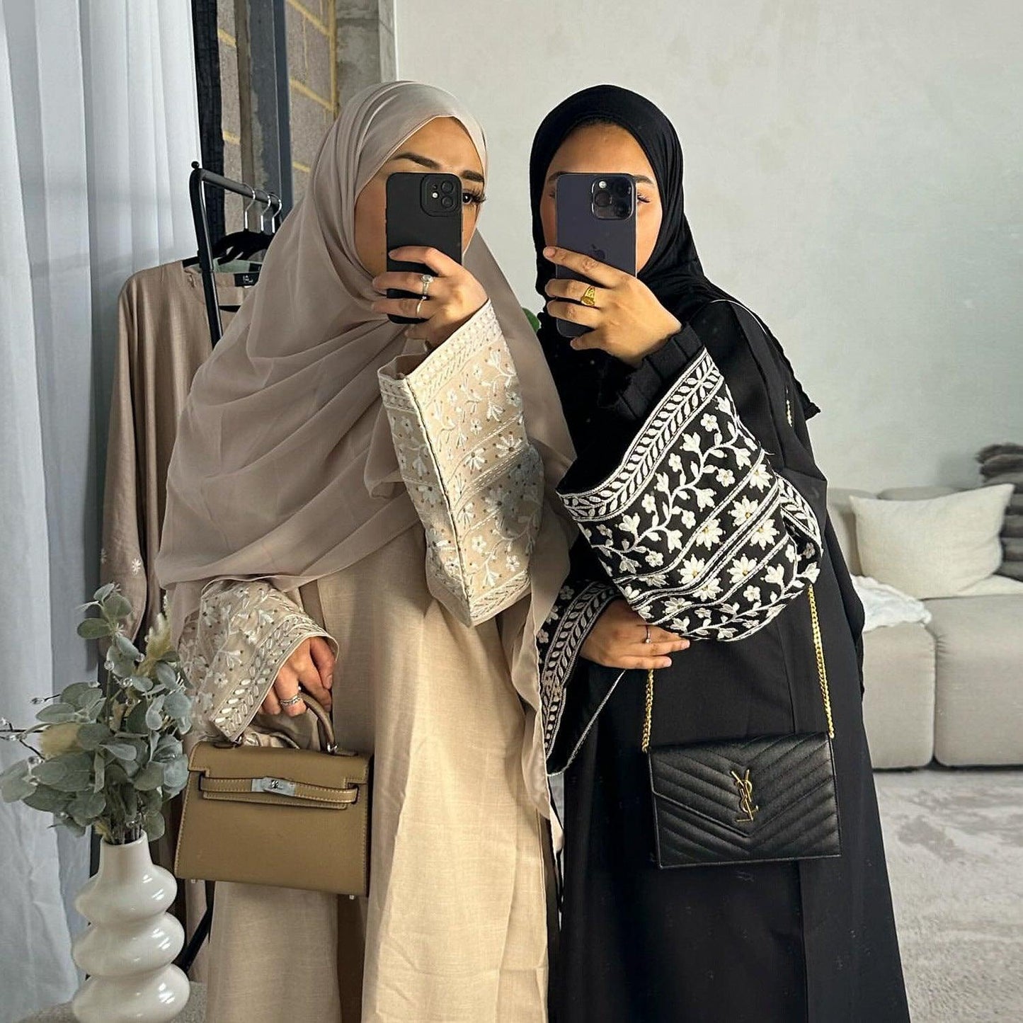 Elegant Embroidered Modest Abaya | Dubai & Turkish Style Open Cardigan Robe - Mahathelabel