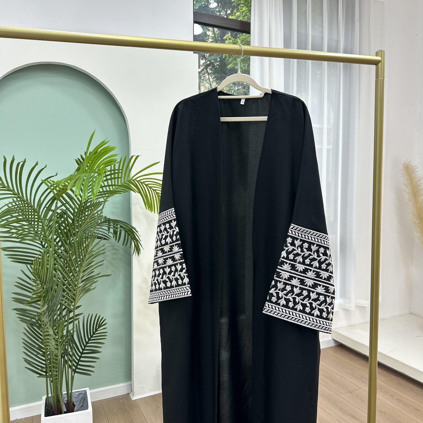 Elegant Embroidered Modest Abaya | Dubai & Turkish Style Open Cardigan Robe - Mahathelabel