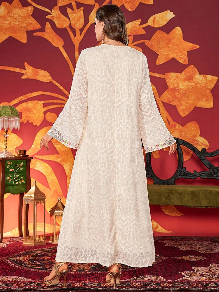 MH11 Elegant Embroidered Abaya Dress | Beaded Modest Maxi Kaftan for Eid & Parties