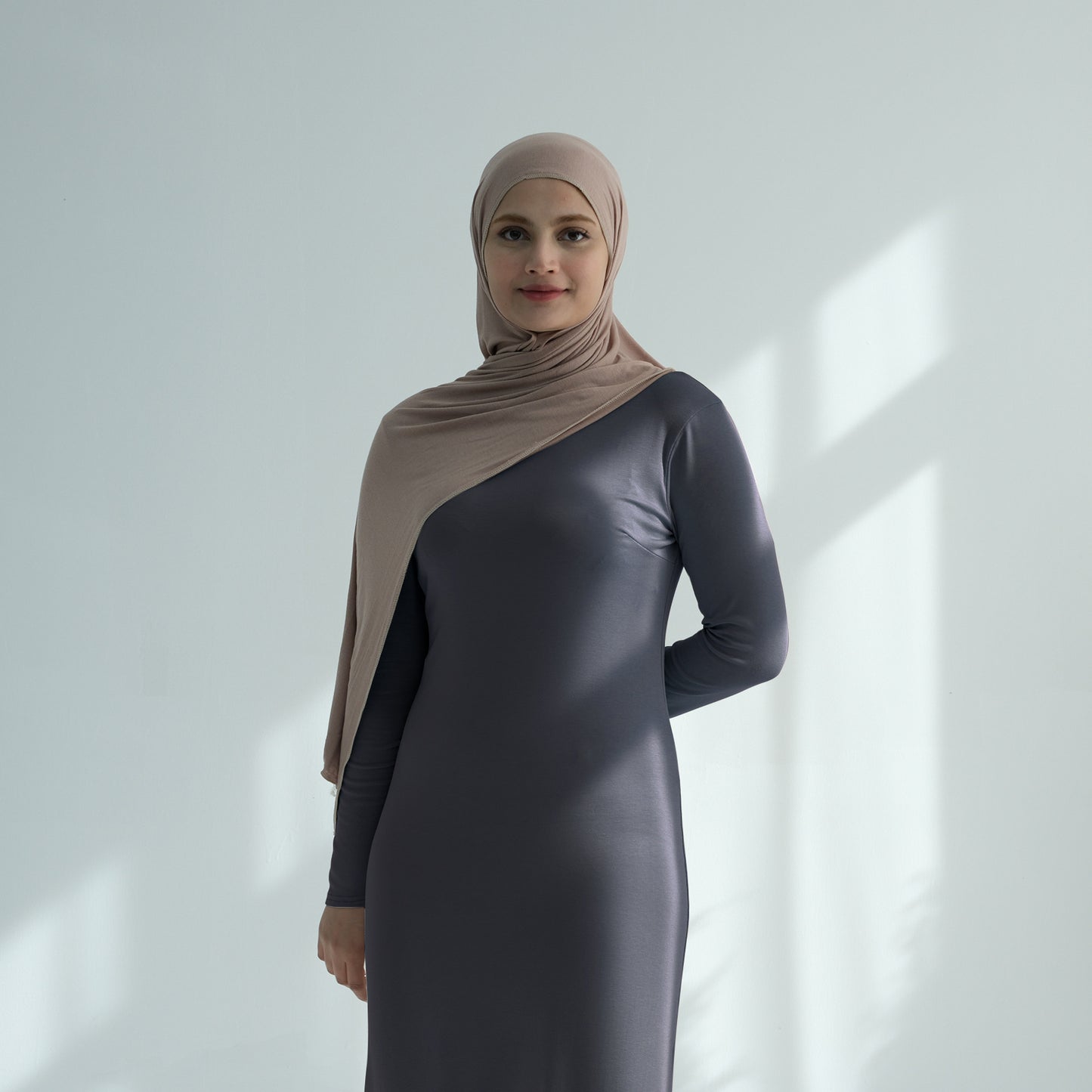 LM85 Modal Cotton Abaya Dress — Plain Solid Long Sleeve Maxi, Hijab-Friendly, Optional Inner/Base Dress (Scarf Not Included)
