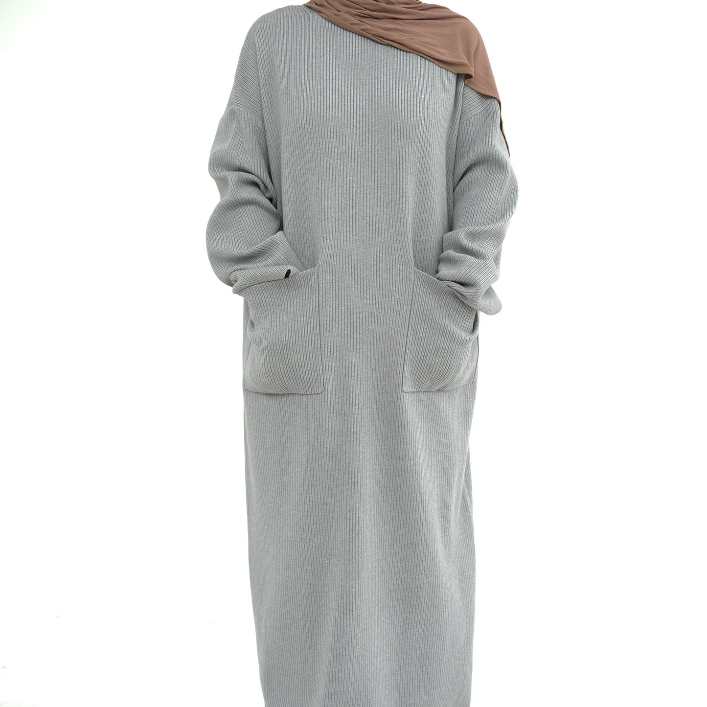 MH78 Winter Abaya with Pockets – Belted, Long Sleeve Modest Islamic Dress