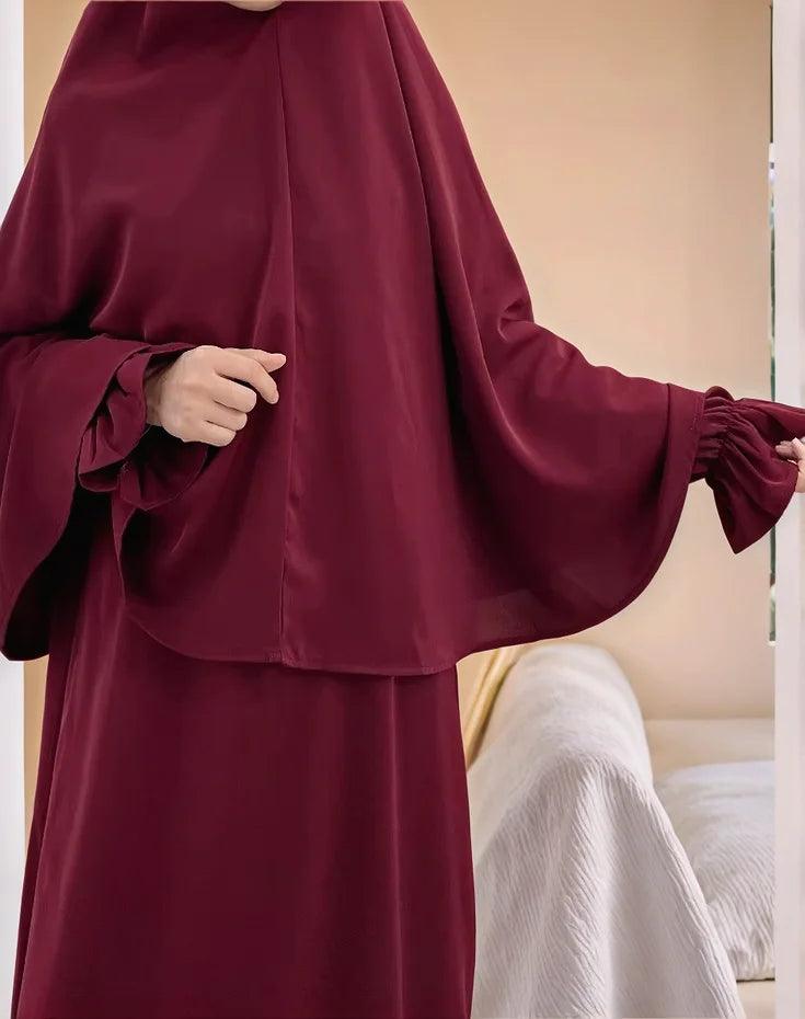 Two-Piece Abaya Set with Oversized Scarf | Modest Muslim Wear - Mahathelabel