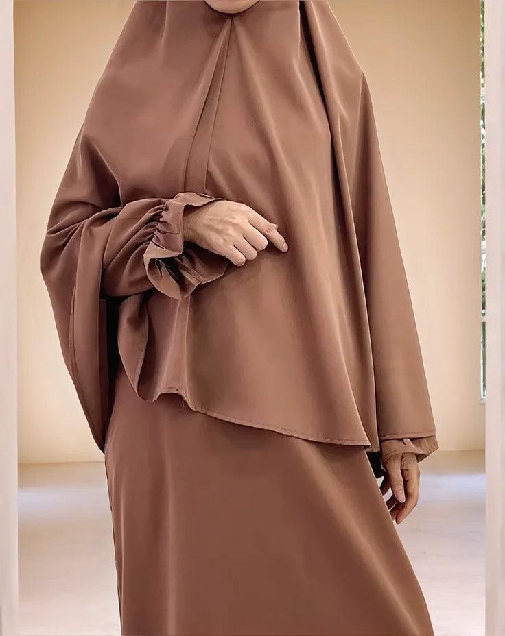 Two-Piece Abaya Set with Oversized Scarf | Modest Muslim Wear - Mahathelabel