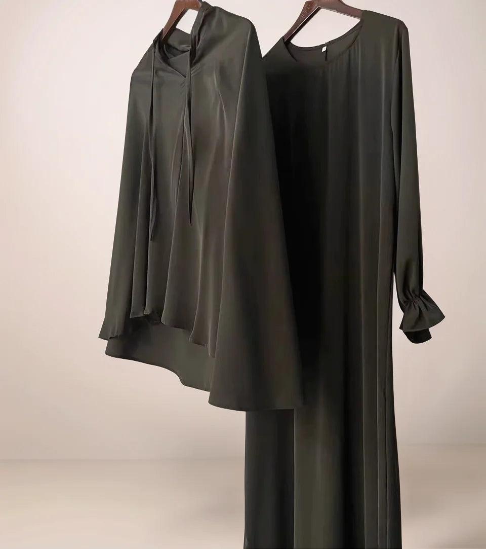 Two-Piece Abaya Set with Oversized Scarf | Modest Muslim Wear - Mahathelabel