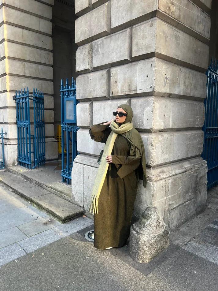 Corduroy Winter Maxi Abaya | Thick & Warm Modest Islamic Dress for Women - Mahathelabel