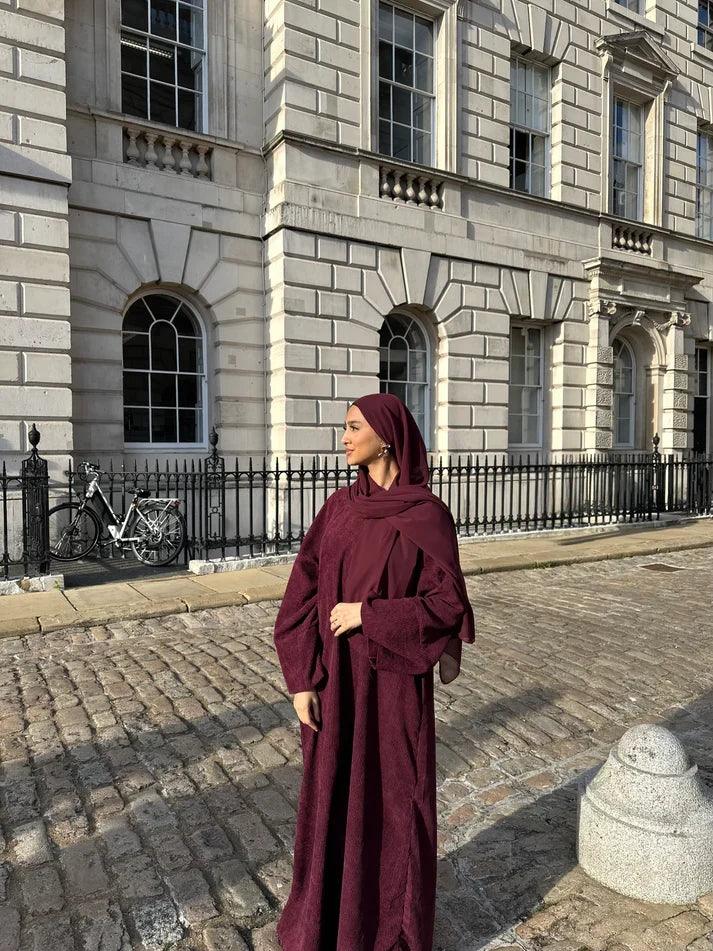 Corduroy Winter Maxi Abaya | Thick & Warm Modest Islamic Dress for Women - Mahathelabel