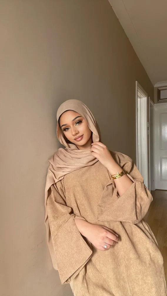 Corduroy Winter Maxi Abaya | Thick & Warm Modest Islamic Dress for Women - Mahathelabel
