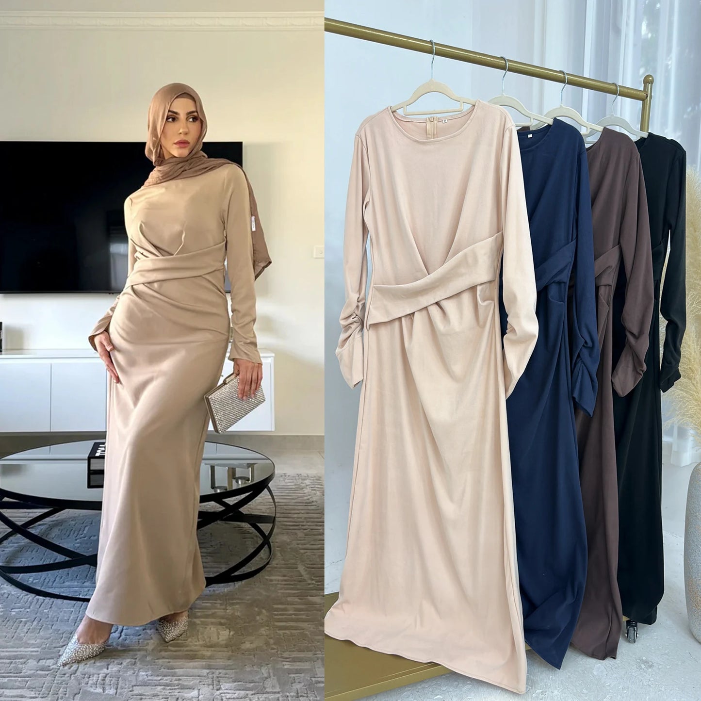 Maryam Winter Double-Sided Velvet Abaya Dress- Modest Islamic Maxi