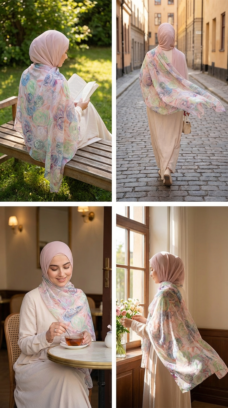 Diamond Pink Rose Mulberry Silk Scarf - Luxury Print Shawl | Premium Gift