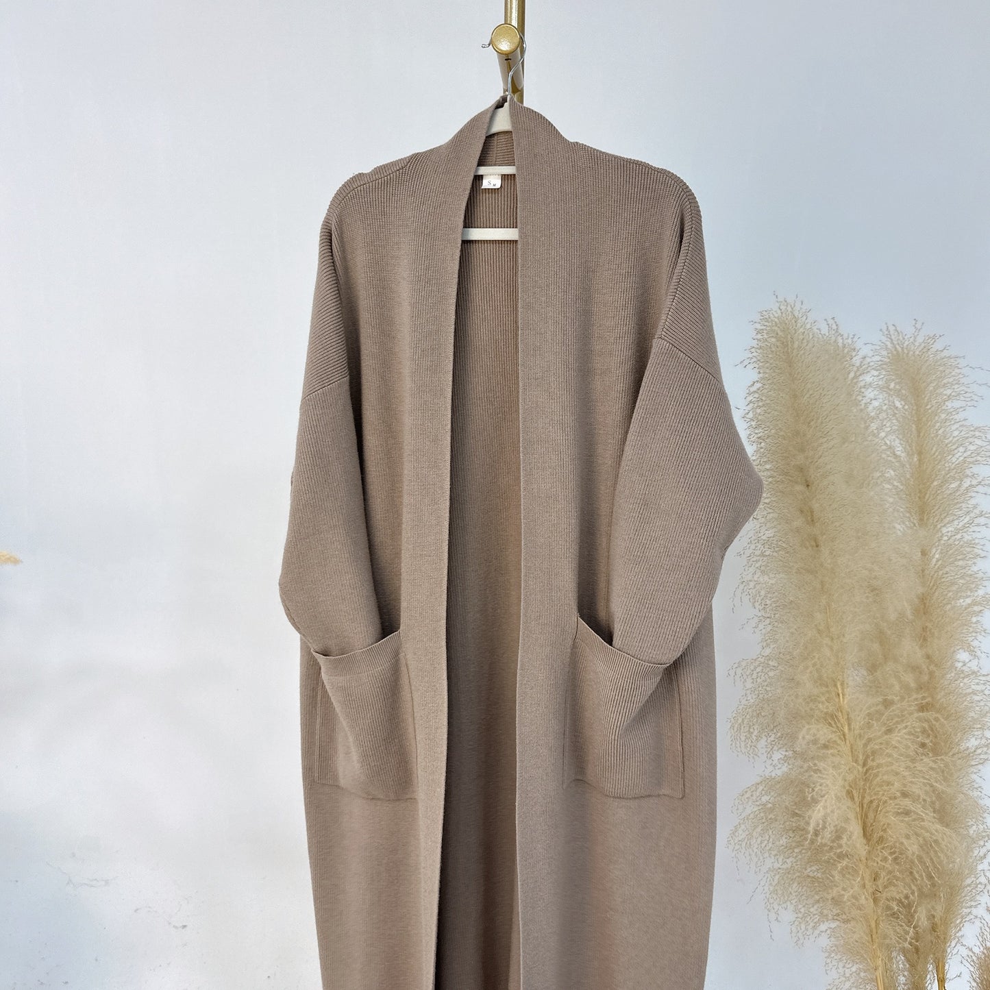 MH82 Winter Knit Abaya Set – 2-Piece Modest Co-ord (Open Cardigan + Inner Dress) with Pockets