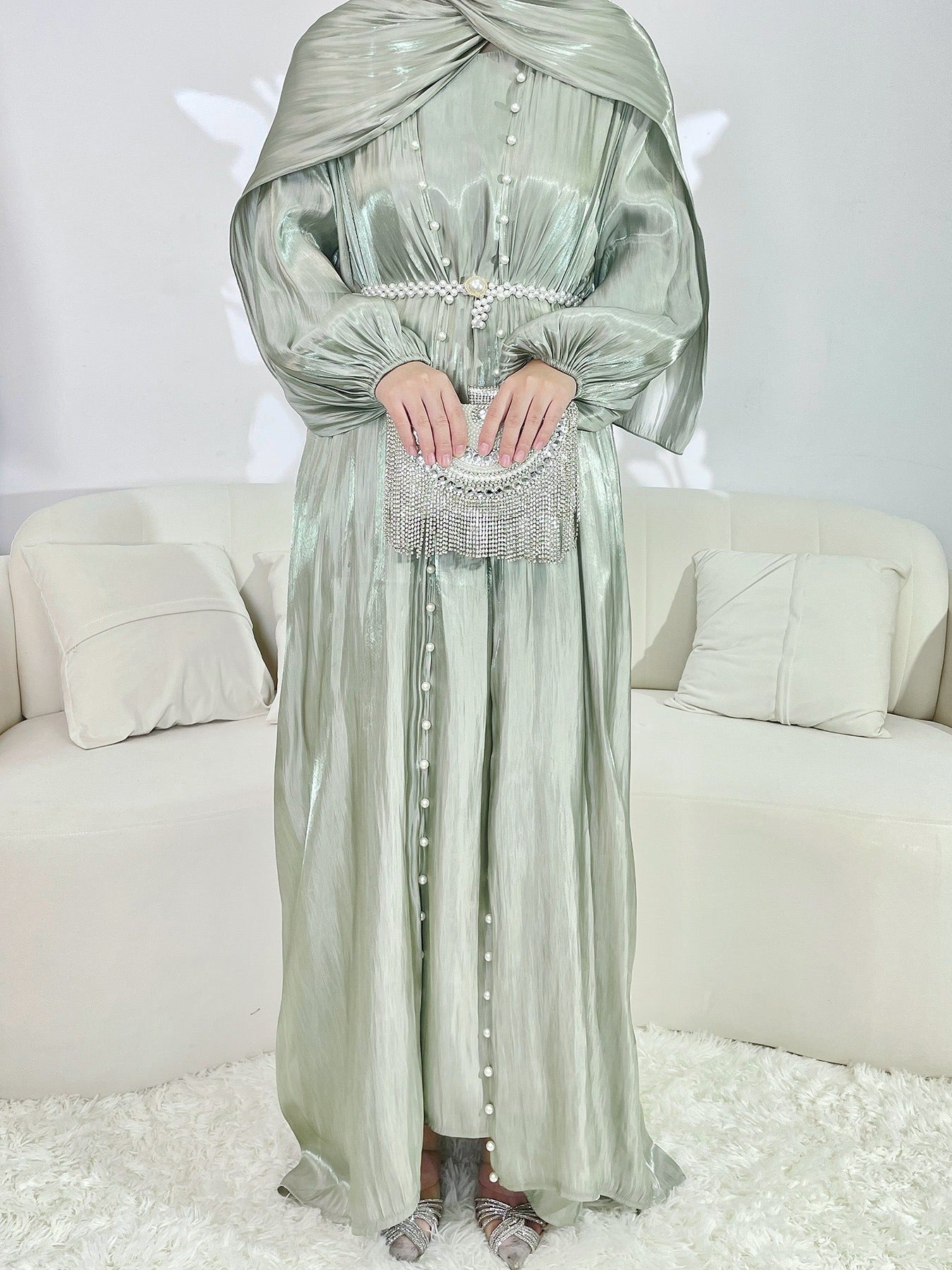 | Silk Chiffon Modest Set with Hijab, Inner & Outer Skirt + | view 18 | Maha The Label modest fashion outfit
