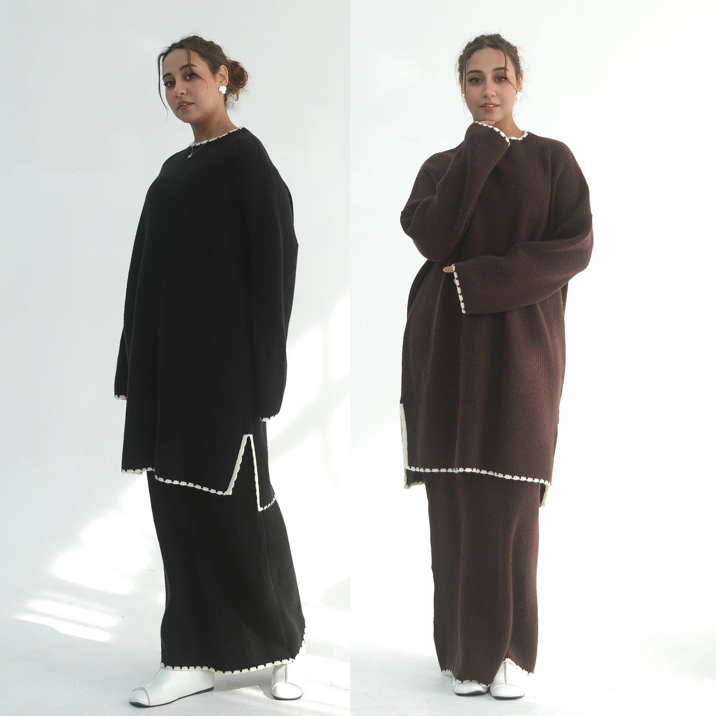 Thick Knit Winter 2-Piece Set | Warm Modest Fashion Skirt & Top | MH117