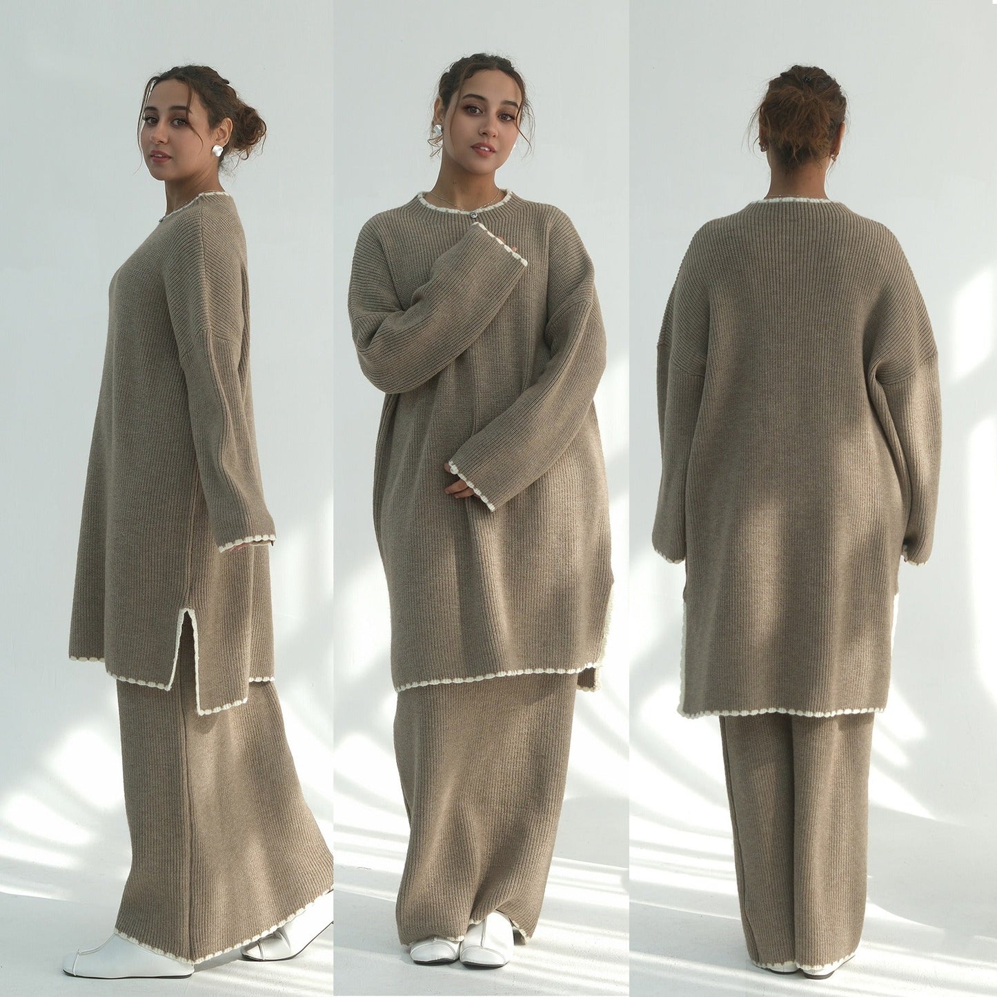 Thick Knit Winter 2-Piece Set | Warm Modest Fashion Skirt & Top | MH117