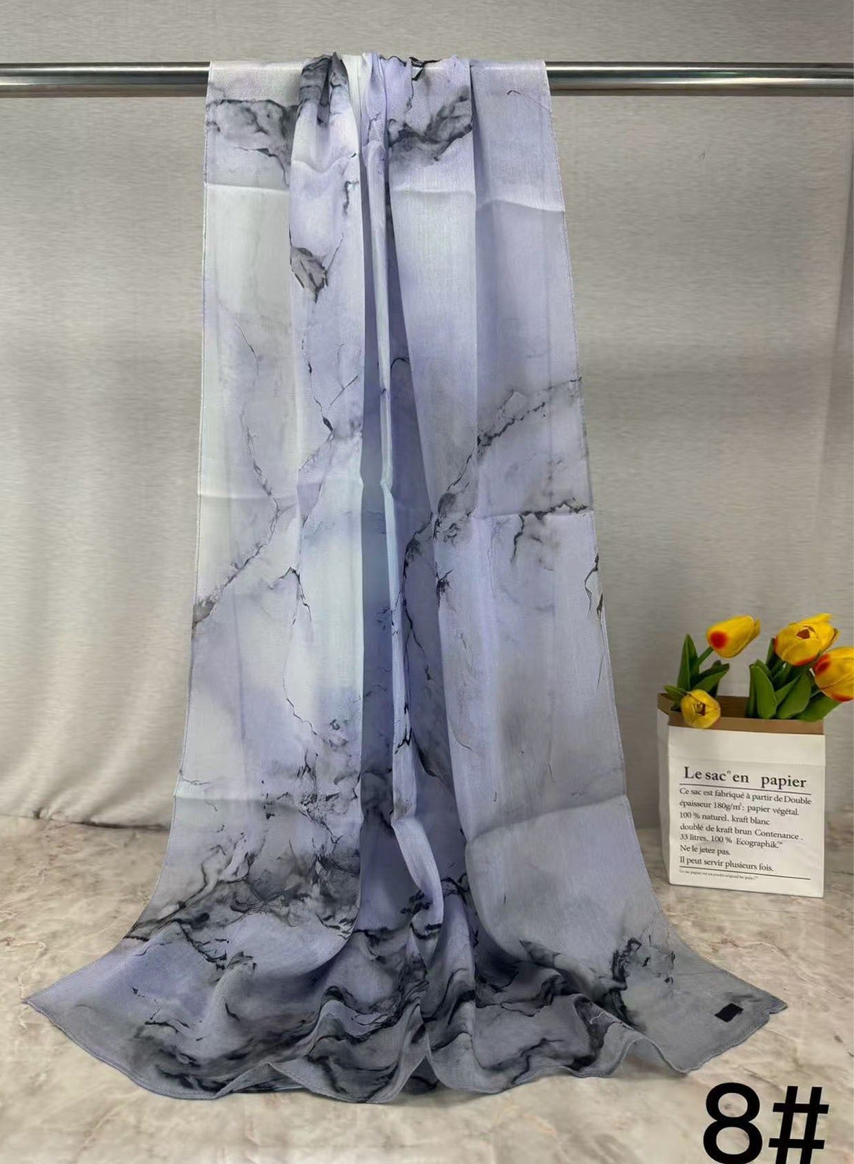 MH004 Modal Hijab Scarf Women - Soft Breathable Ink Print Headscarf