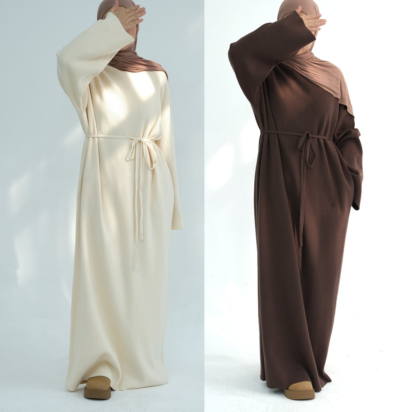 MH96 Winter Abaya for Women – Thick Knit, Loose Fit, Long Sleeve Modest Islamic Dress