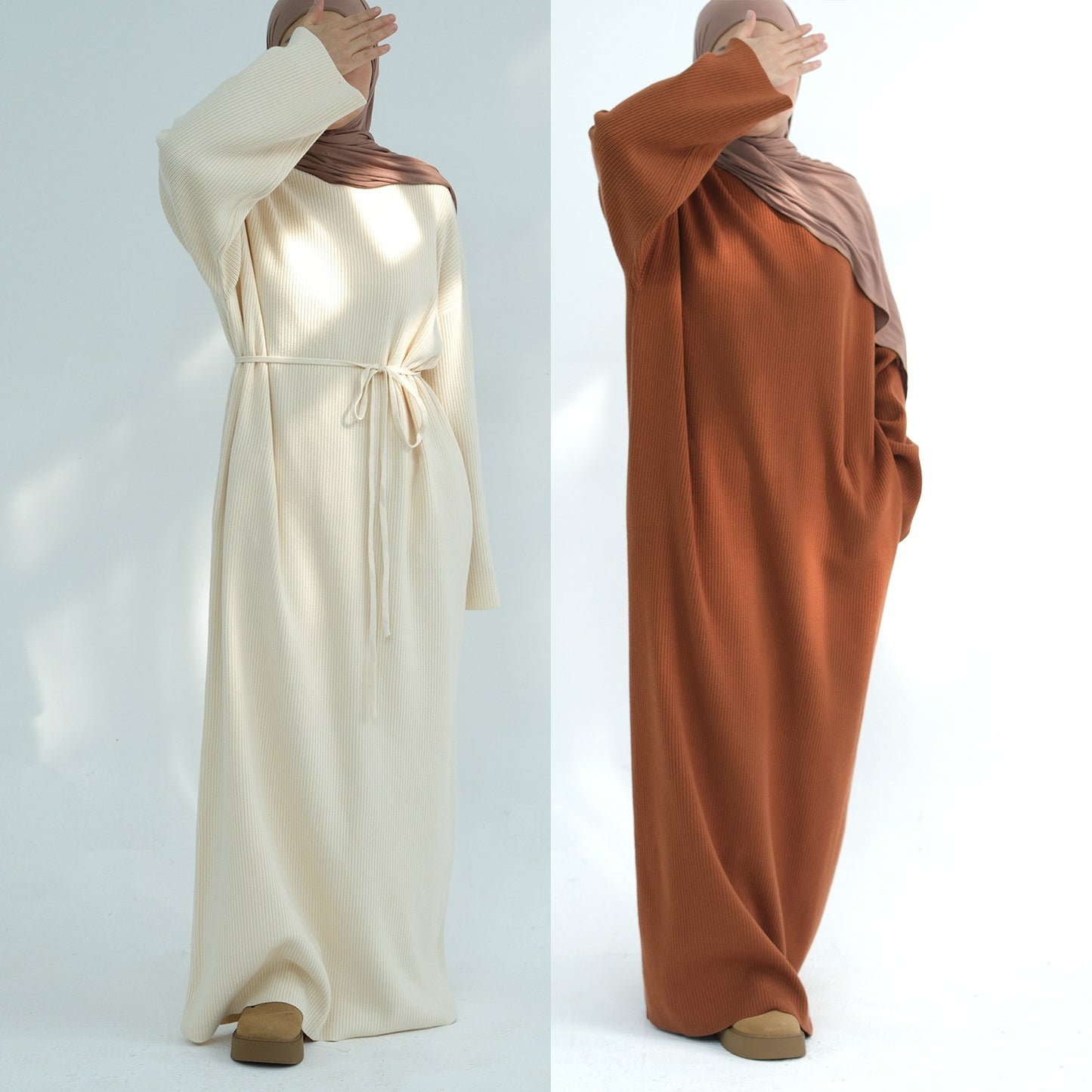 MH96 Winter Abaya for Women – Thick Knit, Loose Fit, Long Sleeve Modest Islamic Dress