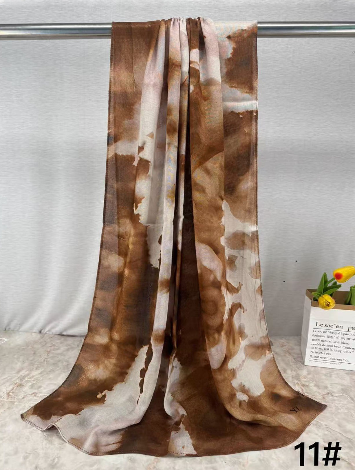 MH005 Lightweight Modal Hijab - Watercolor Print Scarf for Women