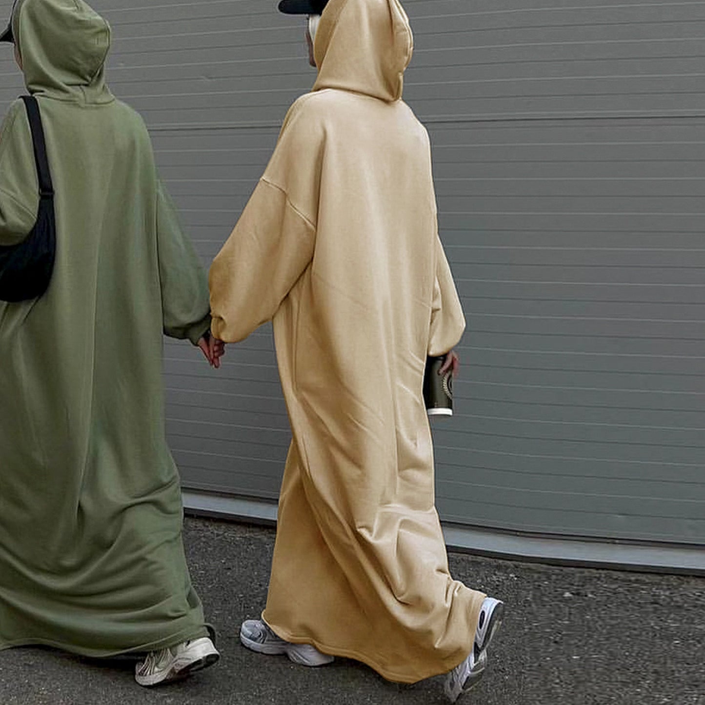 MH75 Muslim Women Hooded Sweatshirt Abaya Dress – Long Sleeve