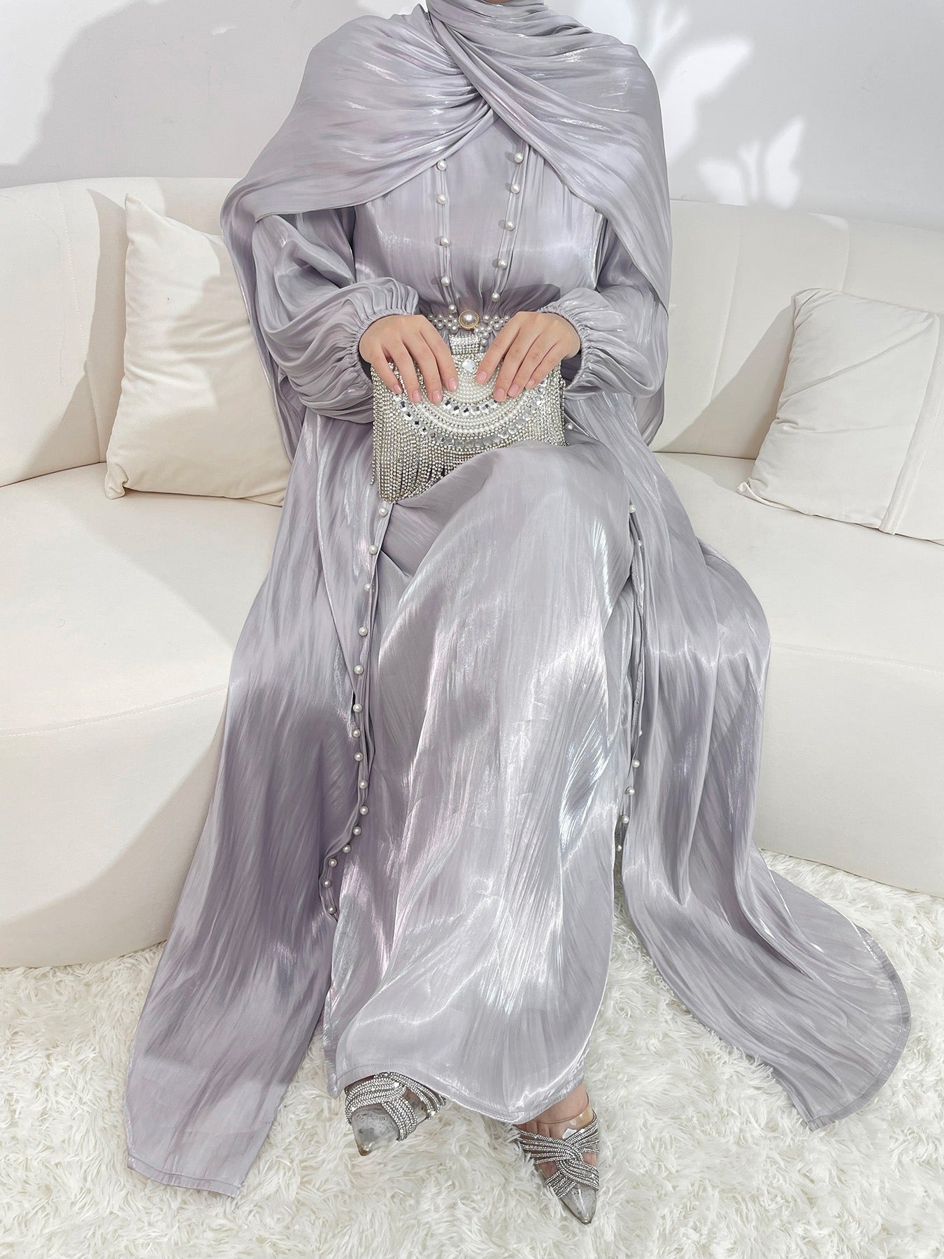 | Silk Chiffon Modest Set with Hijab, Inner & Outer Skirt + | color variant | Maha The Label modest fashion outfit