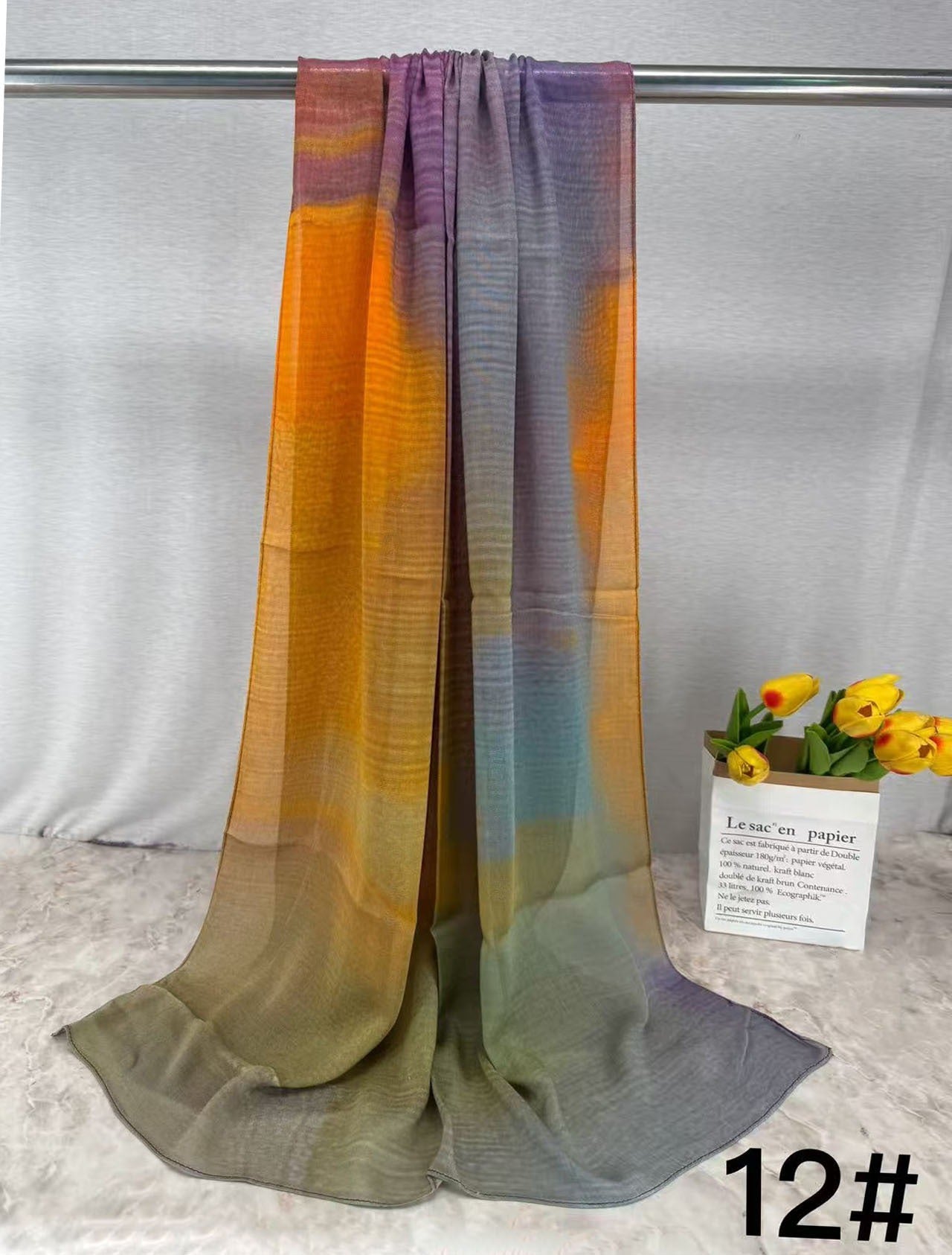 MH005 Lightweight Modal Hijab - Watercolor Print Scarf for Women