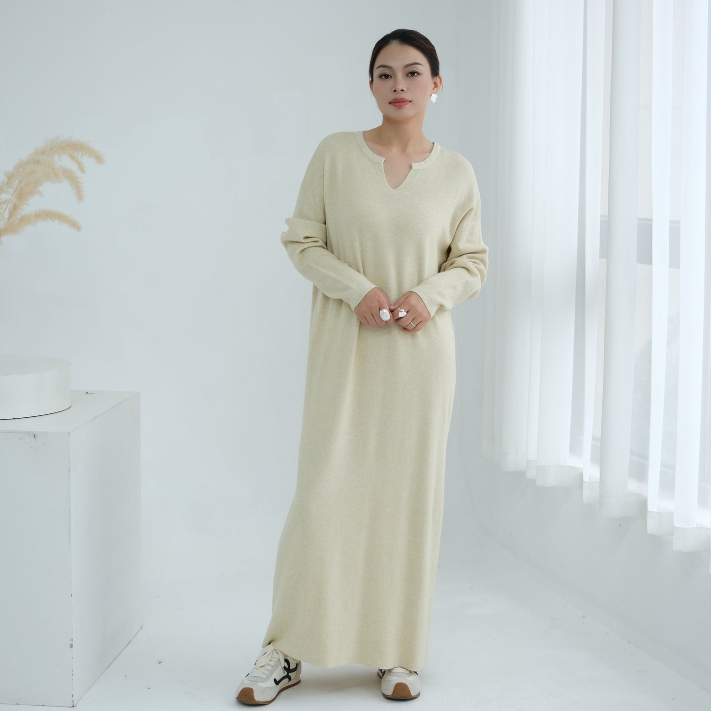 MH103 Autumn Winter Knit Maxi Dress for Muslim Women | Modest Long Sleeve Dress | No Hijab Included