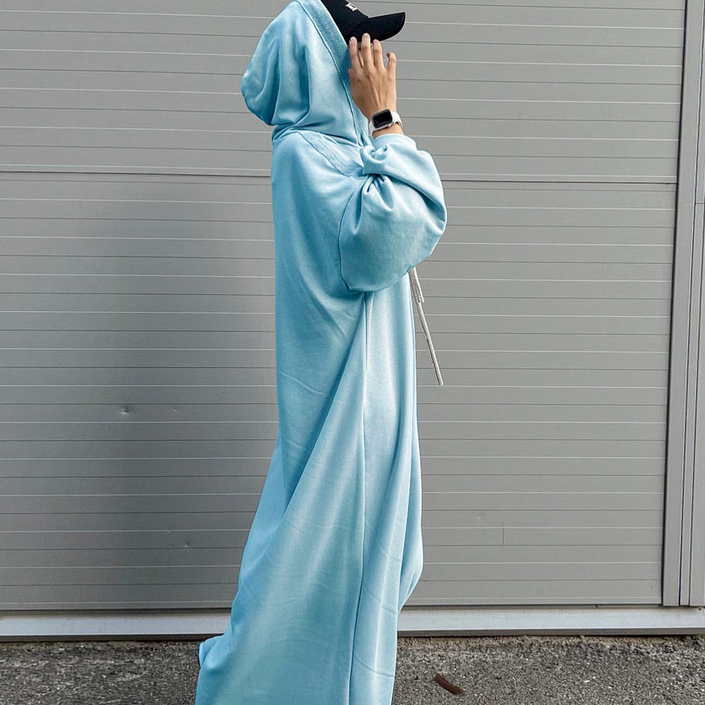 MH75 Muslim Women Hooded Sweatshirt Abaya Dress – Long Sleeve