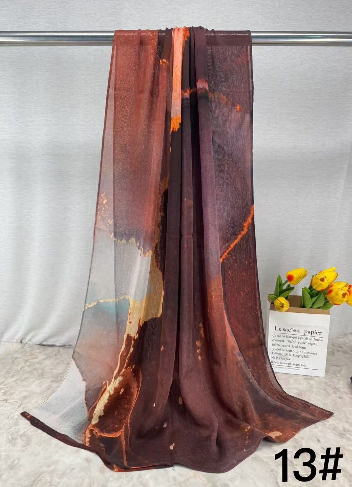 MH005 Lightweight Modal Hijab - Watercolor Print Scarf for Women