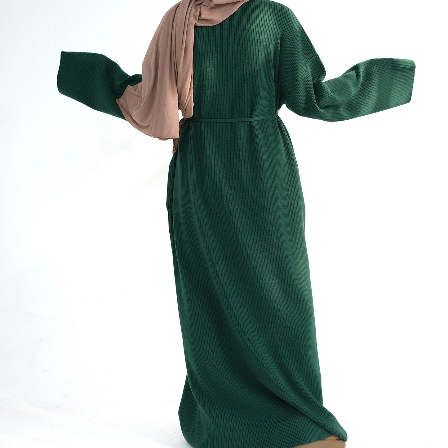 MH96 Winter Abaya for Women – Thick Knit, Loose Fit, Long Sleeve Modest Islamic Dress