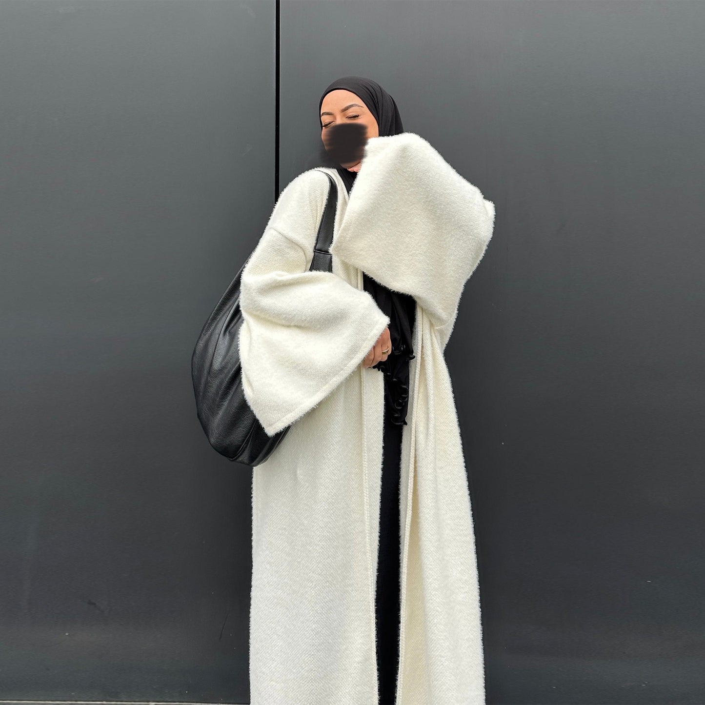 MH97 Velvet Open Abaya Cardigan with Belt – Long Sleeve Modest Outerwear