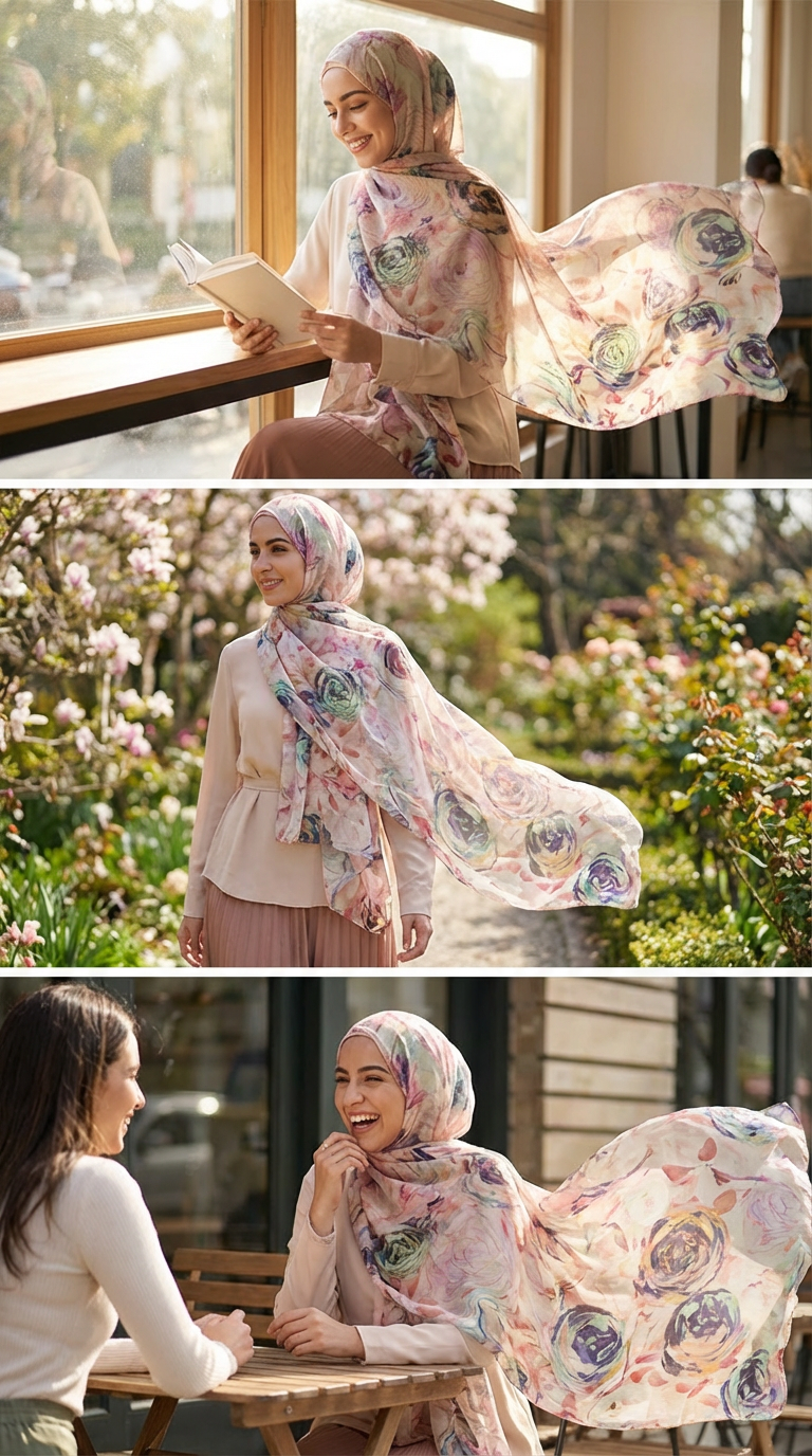 Diamond Purple Rose Mulberry Silk Scarf - Luxury Print Shawl | Premium Gift