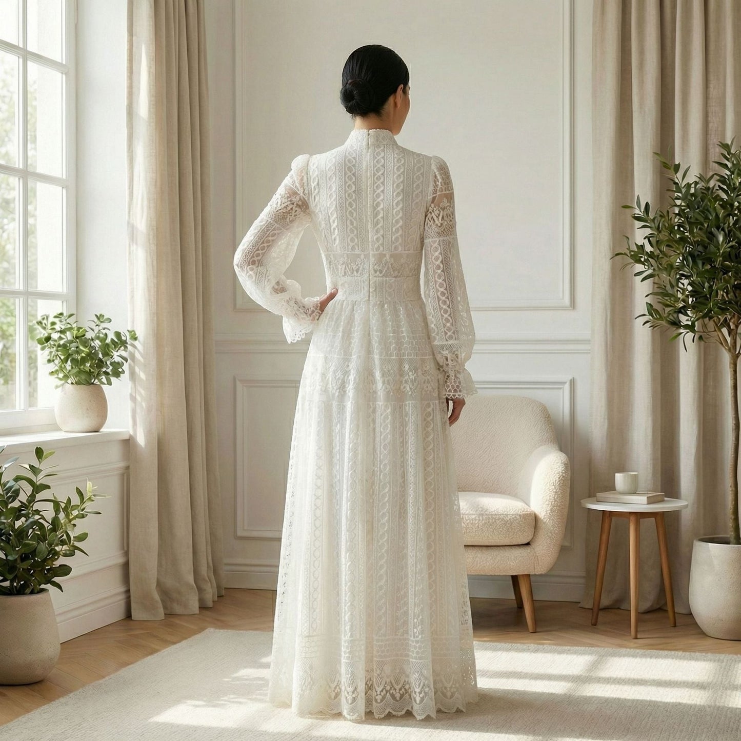 MH134 Elegant Embroidered Double Layer Abaya Dress – Luxury Modest Maxi Gown for Muslim Women