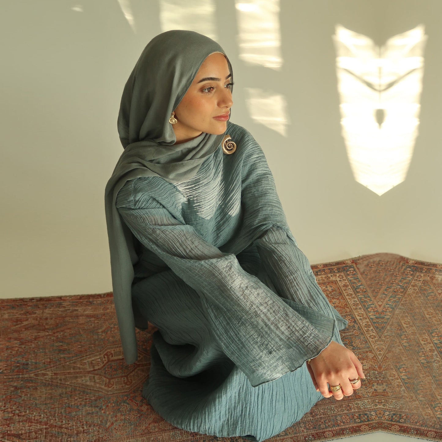 MH86 Double-Layer Abaya Dress – Solid Color, Tencel-Feel Stretch Knit Modest Maxi