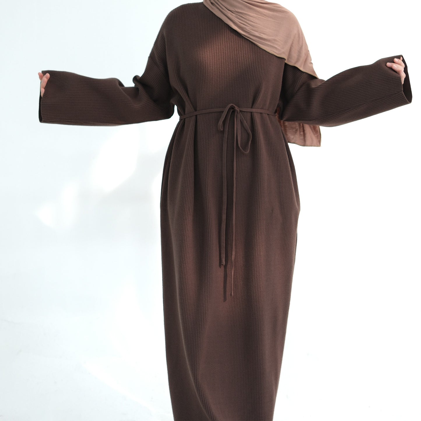 MH96 Winter Abaya for Women – Thick Knit, Loose Fit, Long Sleeve Modest Islamic Dress