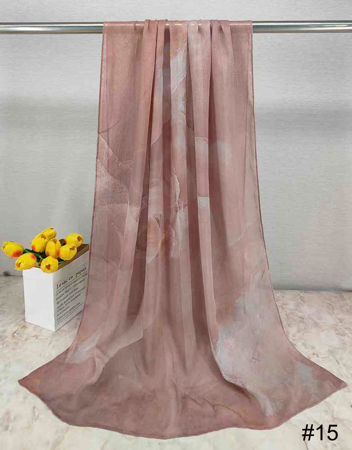 MH005 Lightweight Modal Hijab - Watercolor Print Scarf for Women