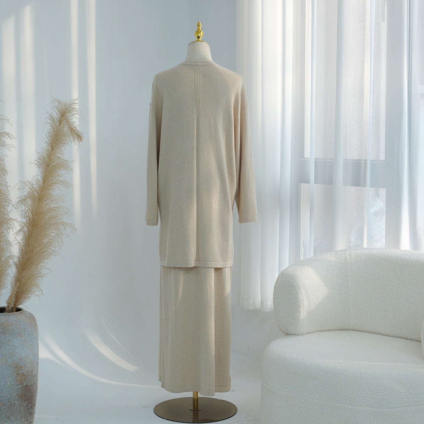 Knitted 3-Piece Set Skirt Top Cardigan | Modest Fashion Outfit | MH116