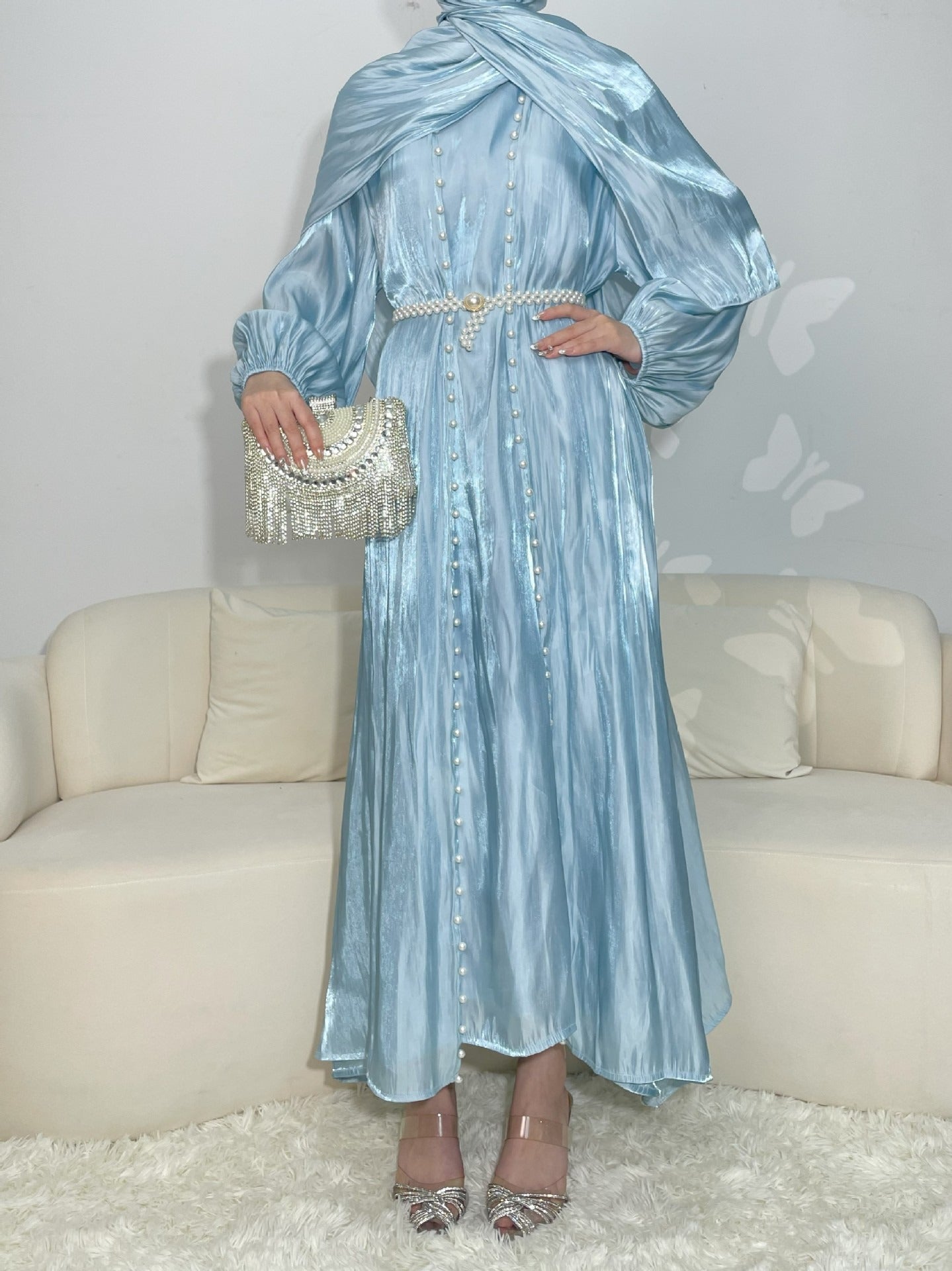 | Silk Chiffon Modest Set with Hijab, Inner & Outer Skirt + | lifestyle wear | Maha The Label modest fashion outfit