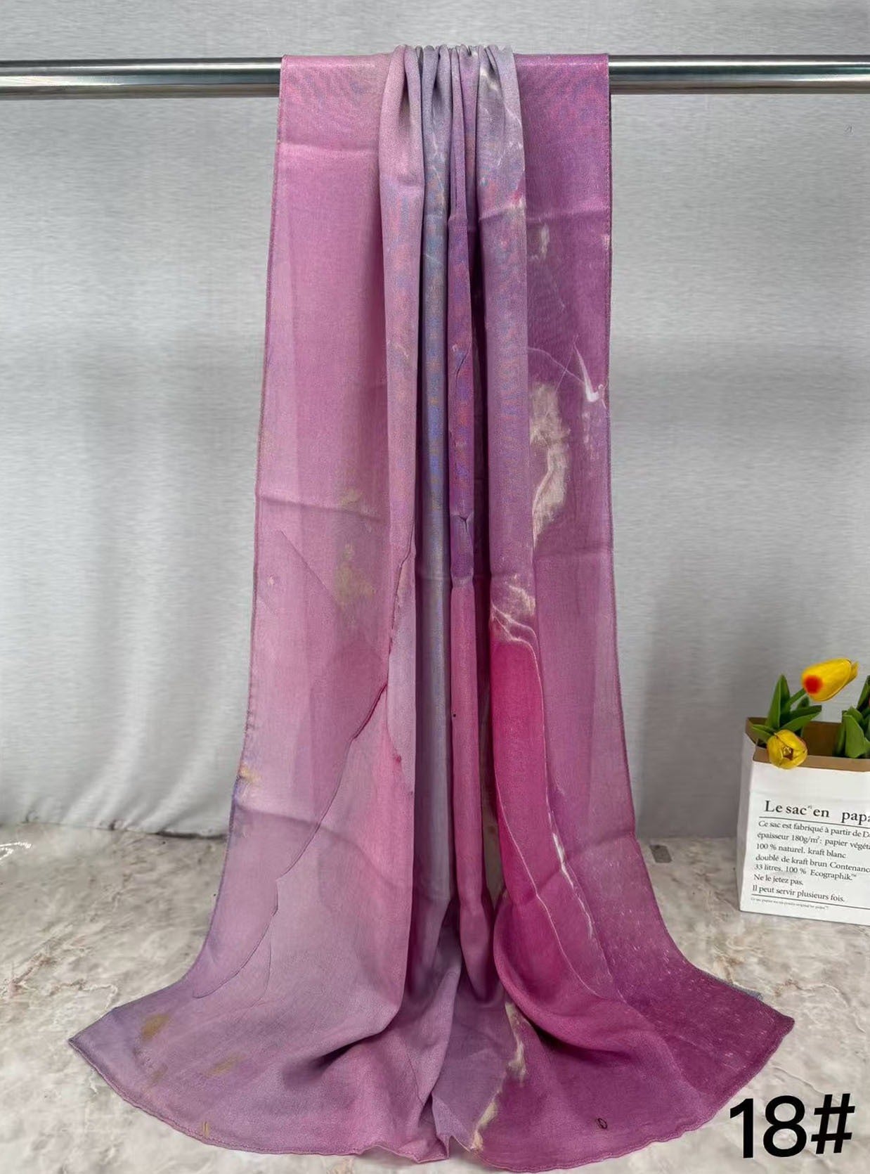 MH006 Premium Modal Hijab Scarf - Elegant Ink Print Shawl Women