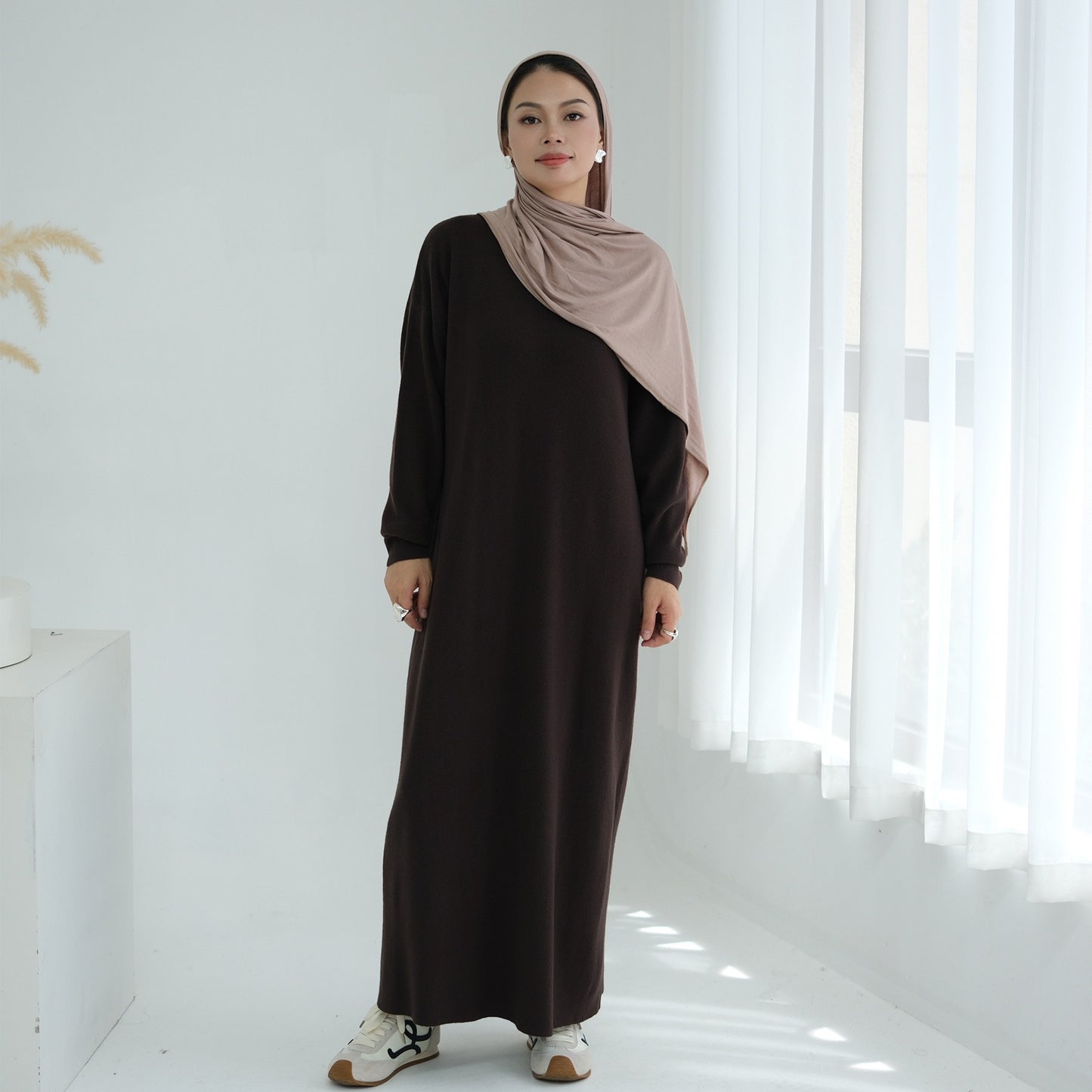 MH103 Autumn Winter Knit Maxi Dress for Muslim Women | Modest Long Sleeve Dress | No Hijab Included