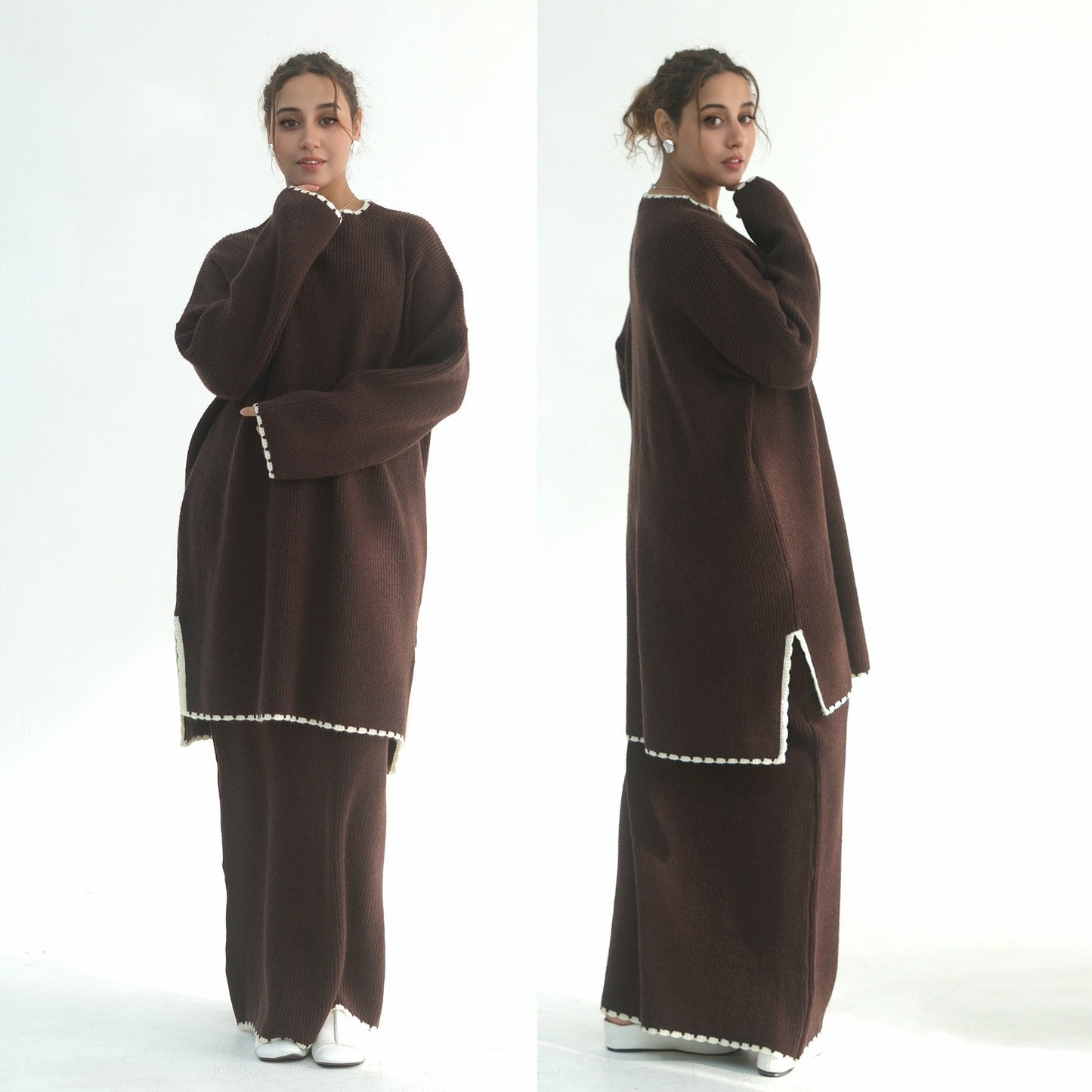 Thick Knit Winter 2-Piece Set | Warm Modest Fashion Skirt & Top | MH117