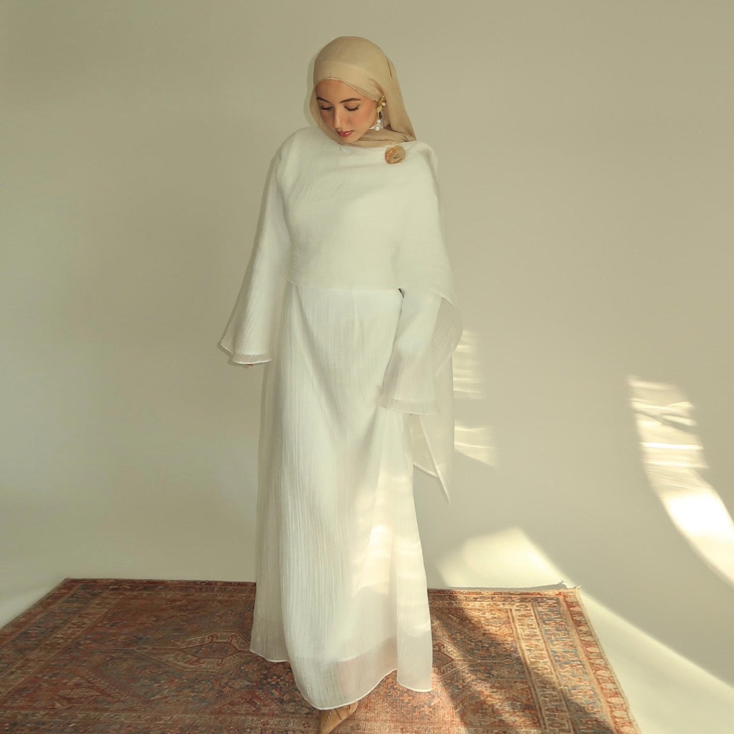 MH86 Double-Layer Abaya Dress – Solid Color, Tencel-Feel Stretch Knit Modest Maxi