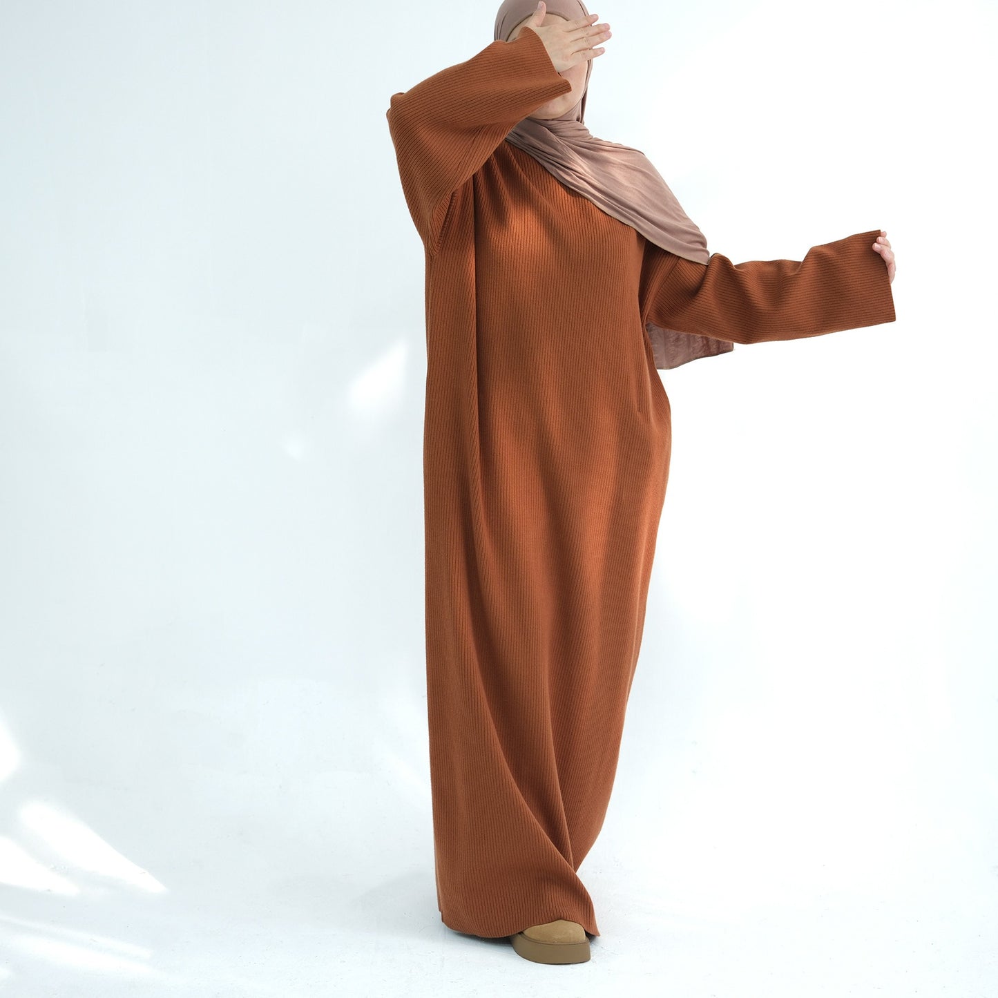 MH96 Winter Abaya for Women – Thick Knit, Loose Fit, Long Sleeve Modest Islamic Dress