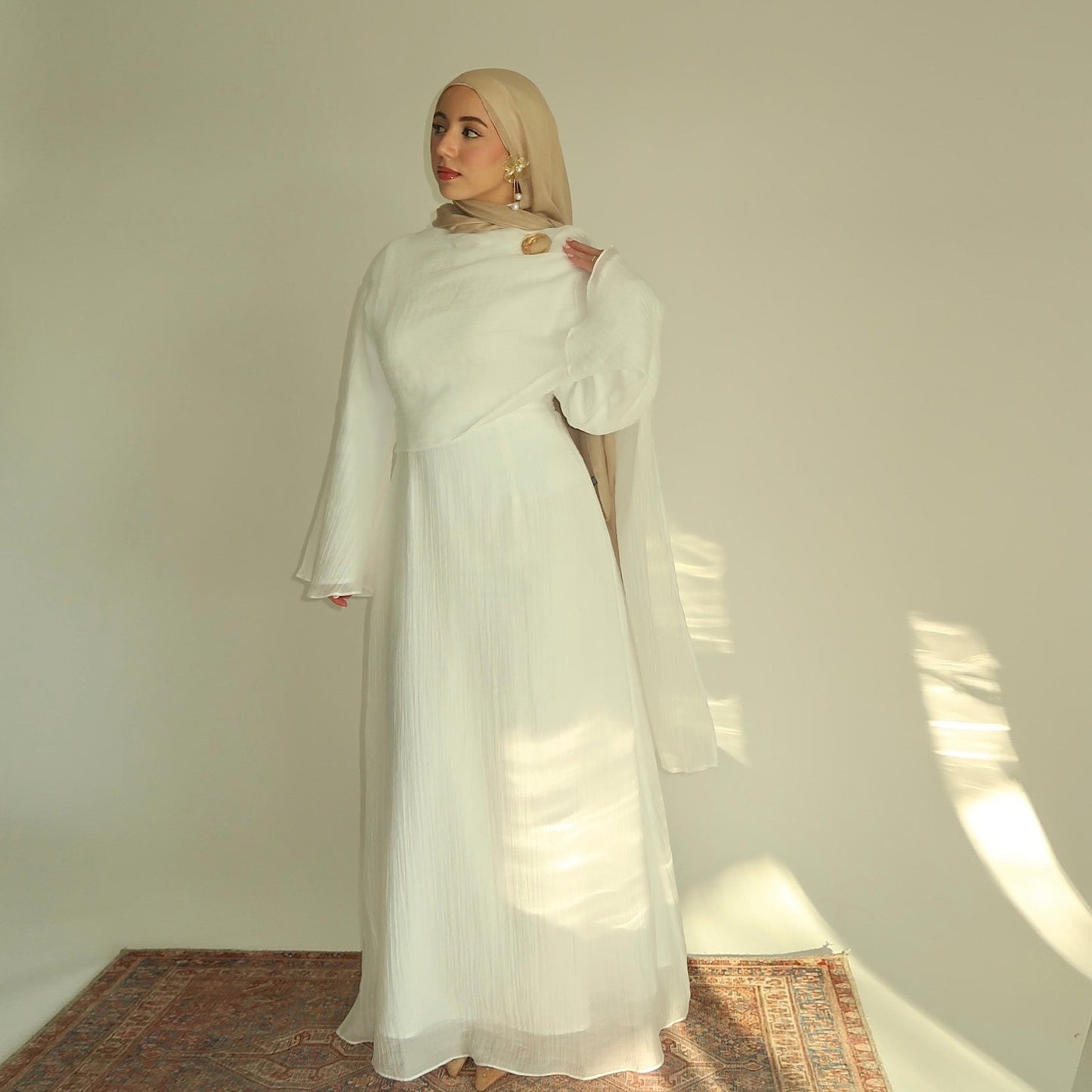 MH86 Double-Layer Abaya Dress – Solid Color, Tencel-Feel Stretch Knit Modest Maxi