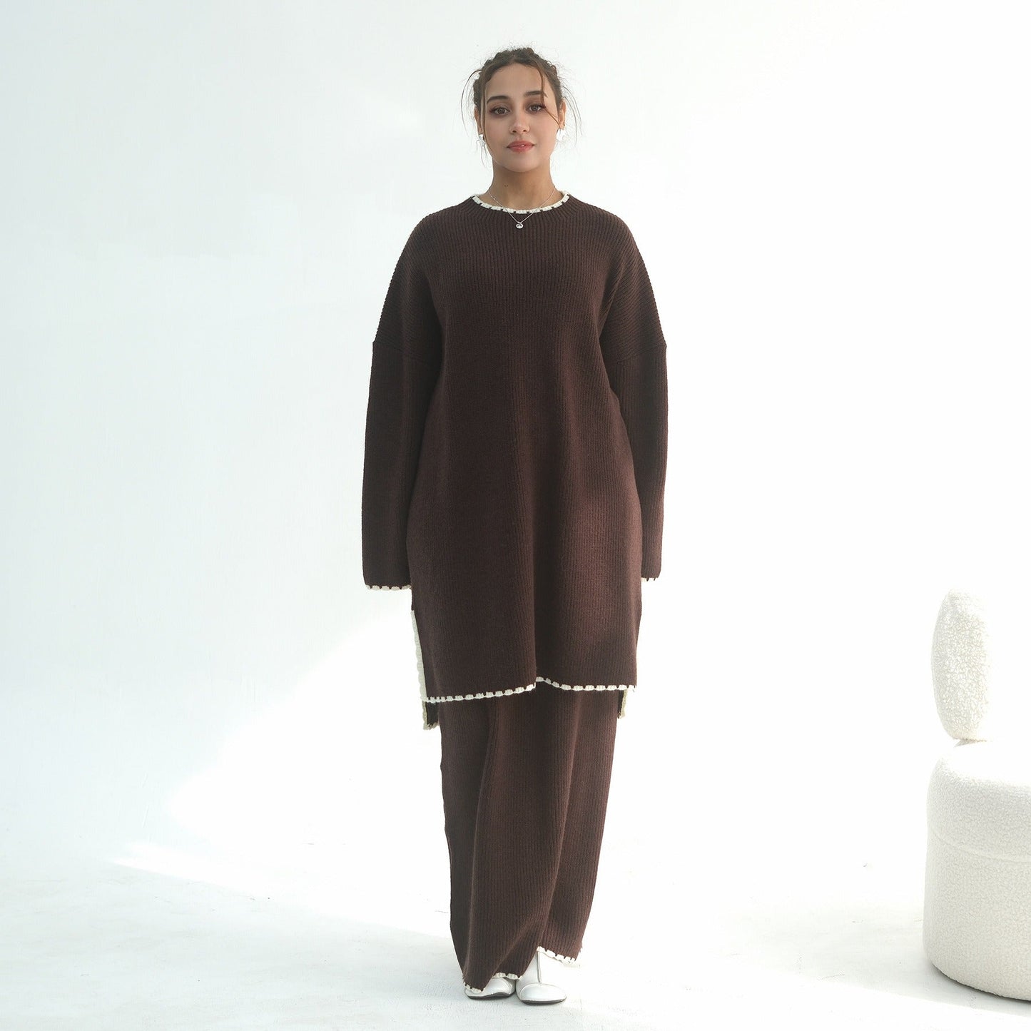 Thick Knit Winter 2-Piece Set | Warm Modest Fashion Skirt & Top | MH117