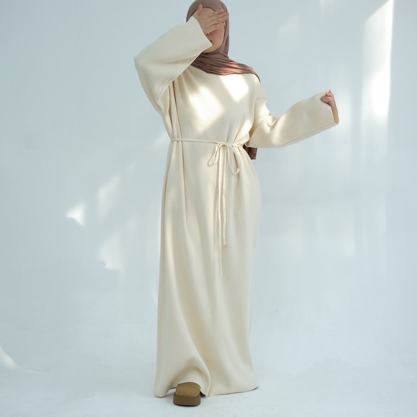 MH96 Winter Abaya for Women – Thick Knit, Loose Fit, Long Sleeve Modest Islamic Dress